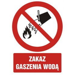 Znak: Zakaz gaszenia wodą